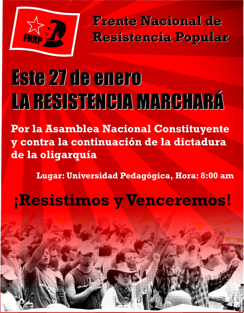El 27 de enero el pueblo hondureño se movilizará para demostrar que es Poder Constituyente!